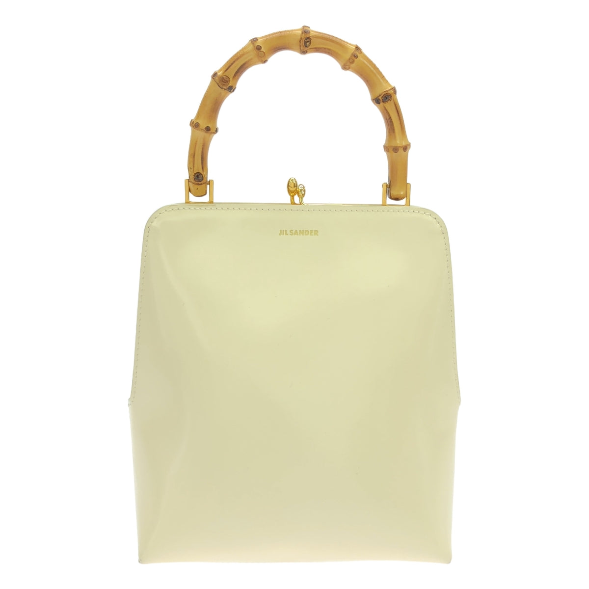 【미품】 JIL SANDER / 질 썬더 | Goji Bamboo Square / 가죽 로고 가마구치 대나무 핸들 가방 | 베이지 | 여성
