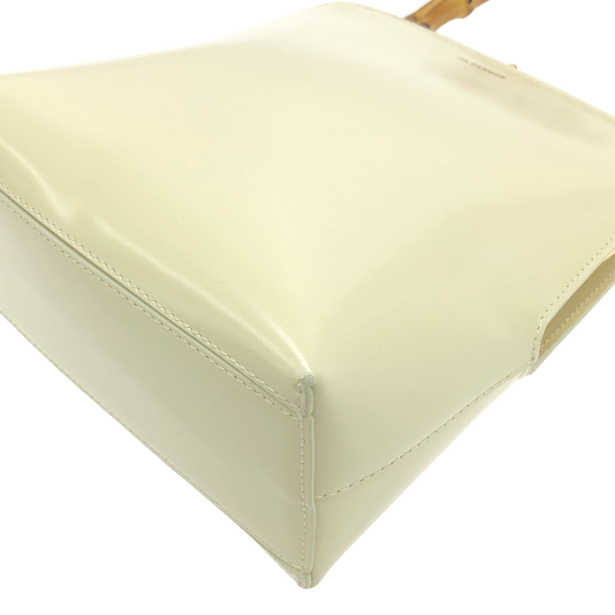 【미품】 JIL SANDER / 질 썬더 | Goji Bamboo Square / 가죽 로고 가마구치 대나무 핸들 가방 | 베이지 | 여성