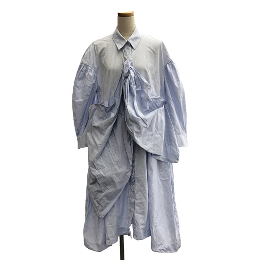 [Good Condition] Simone Rocha | Gathered Voluminous Shirt Dress | UK10 | White/Blue | Women's