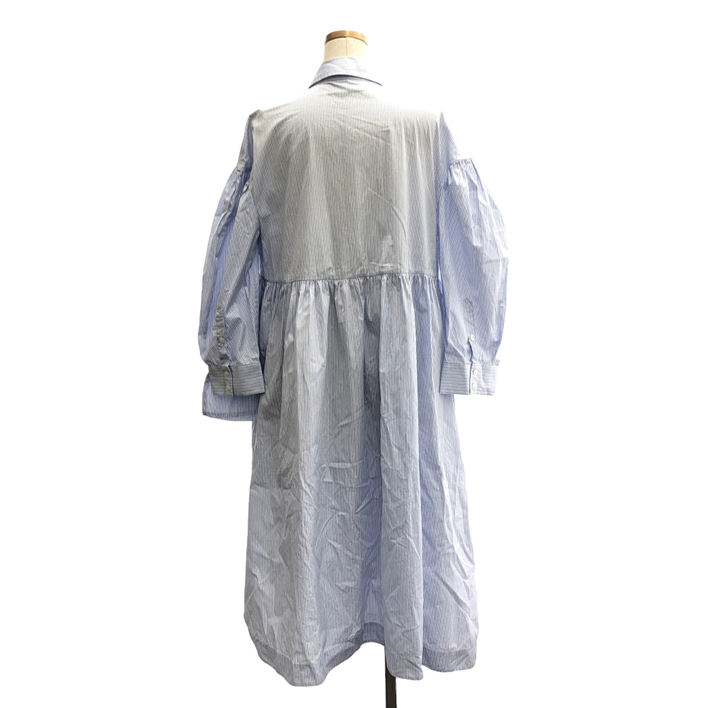 【美品】  Simone Rocha / シモーネロシャ | ギャザー ボリューム シャツ ワンピース | UK10 | ホワイト/ブルー | レディース