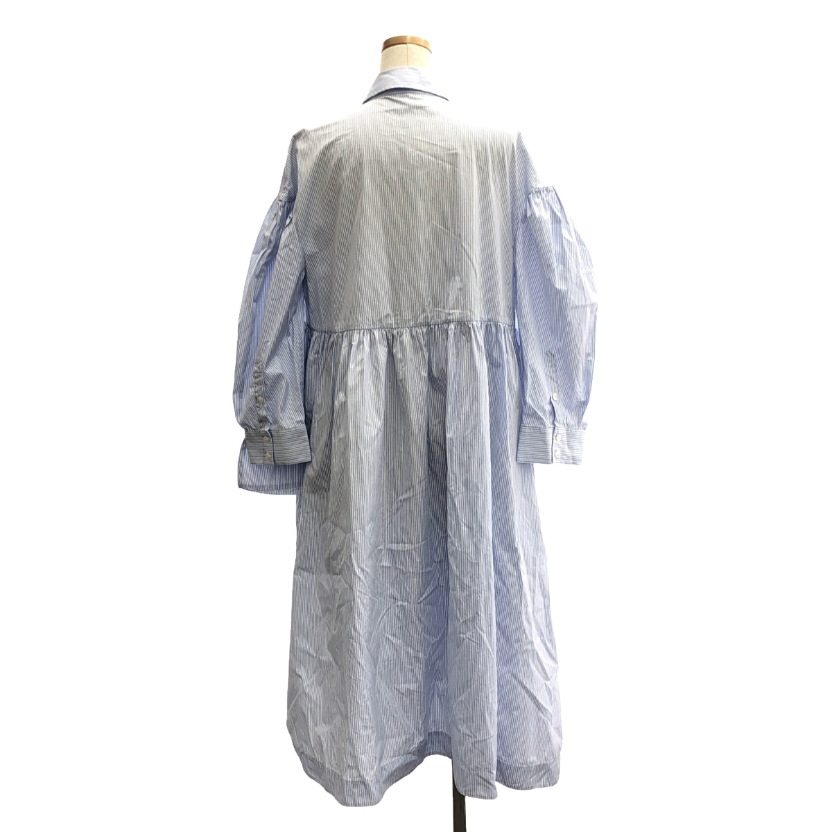 【美品】  Simone Rocha / シモーネロシャ | ギャザー ボリューム シャツ ワンピース | UK10 | ホワイト/ブルー | レディース