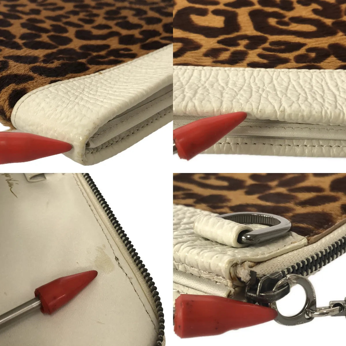 3.1 Phillip Lim |豹紋皮革手拿包 |米色/白色|女性的