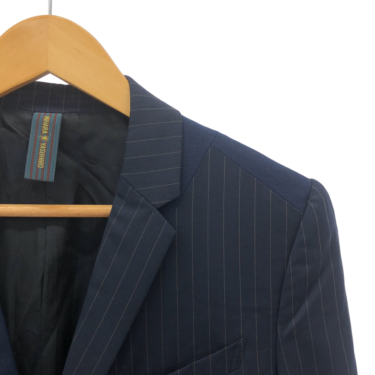 MIHARA YASUHIRO / 미하라야스 히로 | 셋업 울 스트라이프 패널 전환 2B 테일러드 재킷 슬랙스 | 46 |