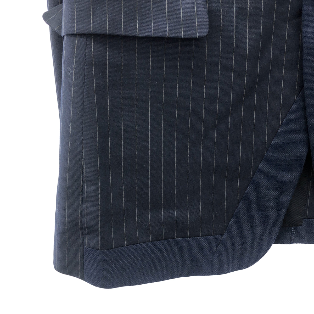 MIHARA YASUHIRO / 미하라야스 히로 | 셋업 울 스트라이프 패널 전환 2B 테일러드 재킷 슬랙스 | 46 |