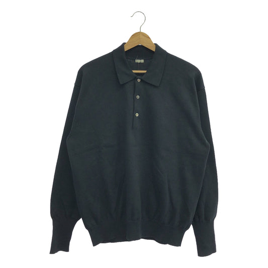 A.PRESSE / アプレッセ | Cotton Knit L/S Polo Shirts / コットン ポロ ニット | 1 | メンズ