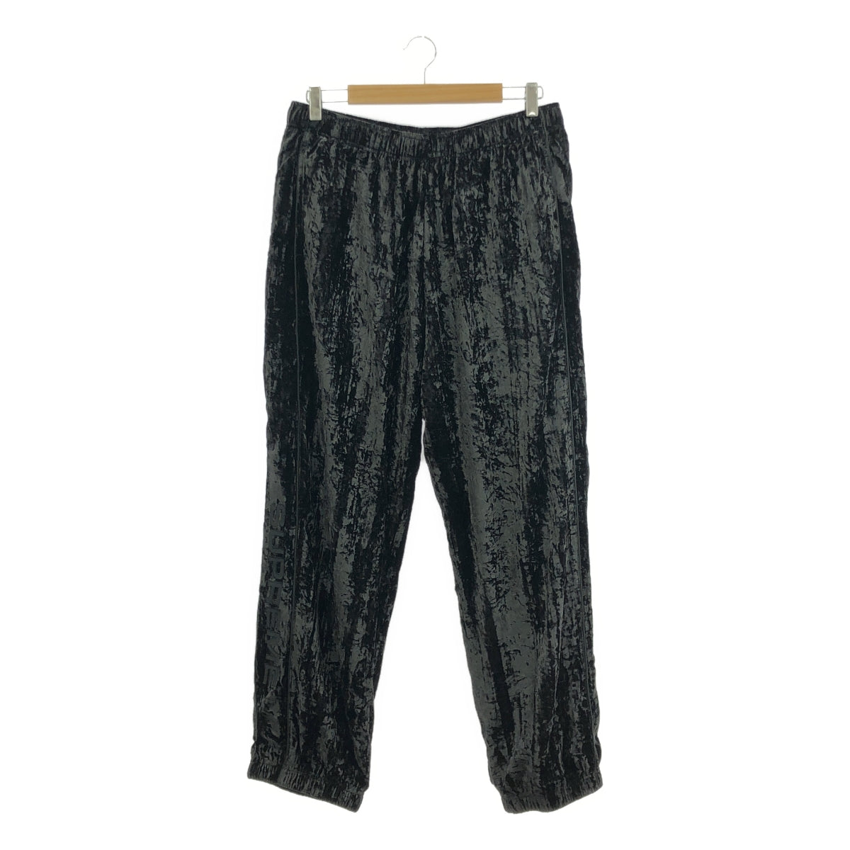 【美品】  SUPREME / シュプリーム | 2023AW | Crushed Velvet Track Pants / クラッシュト ベルベット トラック パンツ | M | black | メンズ