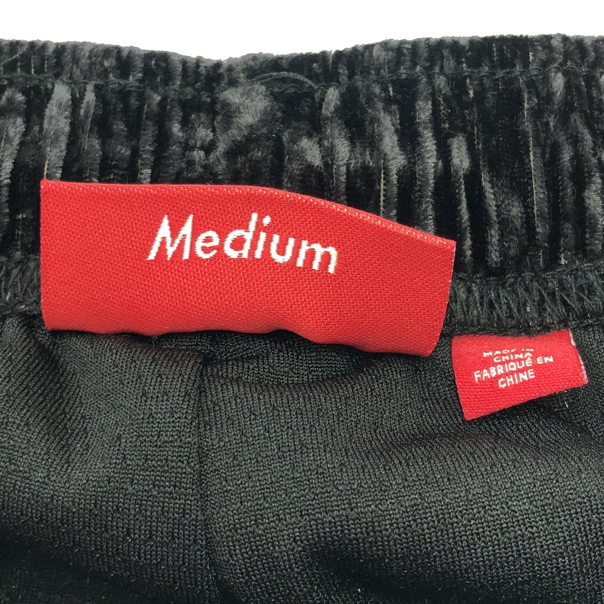 【美品】  SUPREME / シュプリーム | 2023AW | Crushed Velvet Track Pants / クラッシュト ベルベット トラック パンツ | M | black | メンズ
