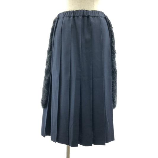 COMME des GARCONS | 2016SS | 側邊皮草綴飾抽繩百褶裙 | S | 女款