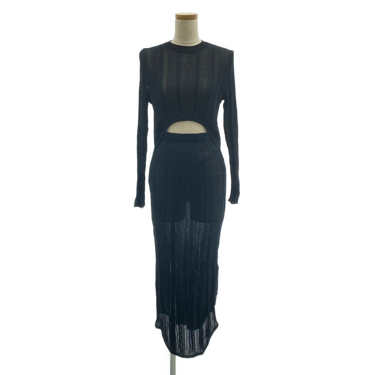 [新品] TAN | 前開羅紋針織洋裝 | F碼 | 黑色 | 女款