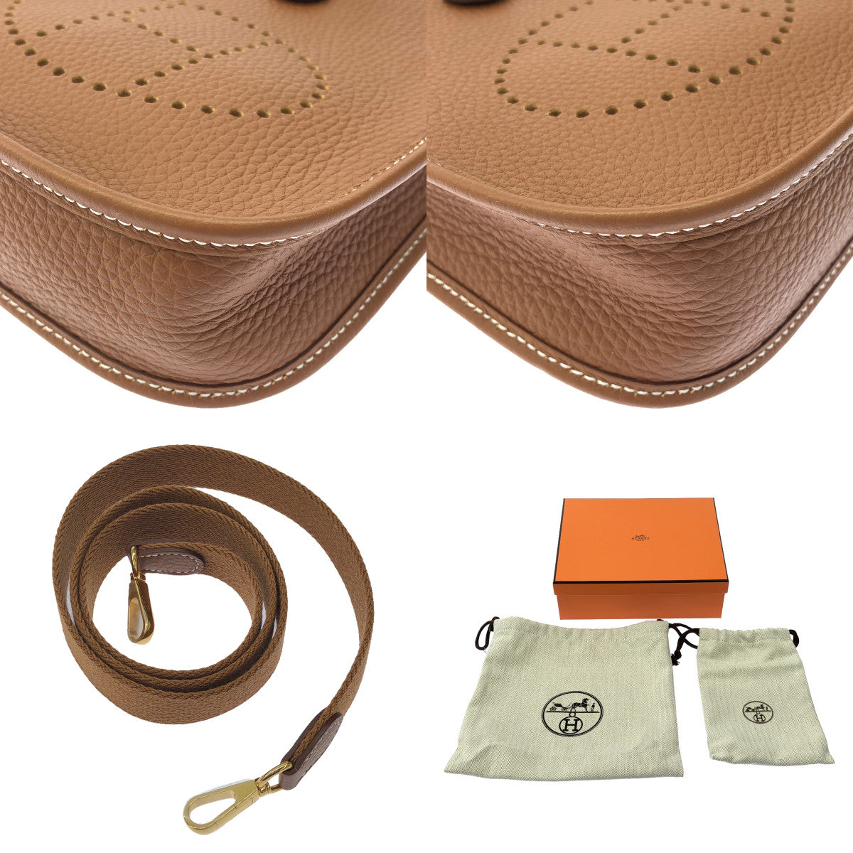 [新款] HERMES/愛馬仕 | Evelyn TPM Taurillon Clemence 皮革單肩包 |棕色 |女性的