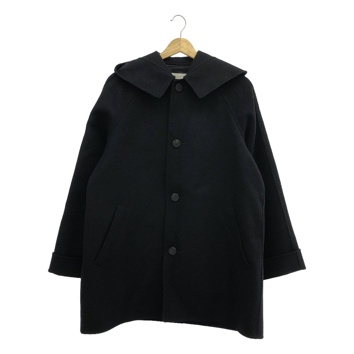 [狀況良好] GALERIE VIE |輕盈麥爾登呢連帽大衣 |尺寸 36 |海軍 |女性的