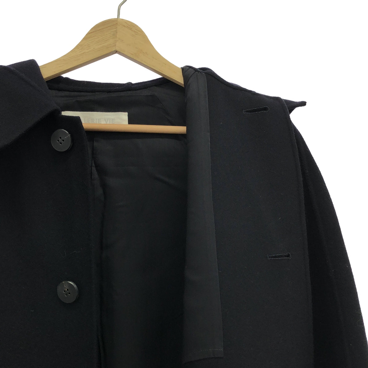 [狀況良好] GALERIE VIE |輕盈麥爾登呢連帽大衣 |尺寸 36 |海軍 |女性的