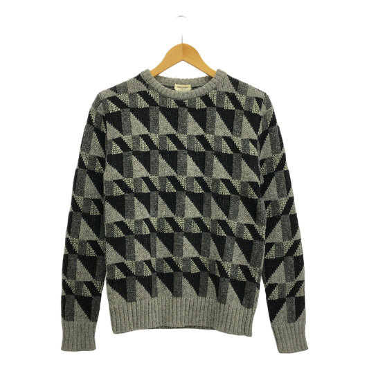 SAINT LAURENT PARIS | Geometric crew neck knit sweater | S | Men's