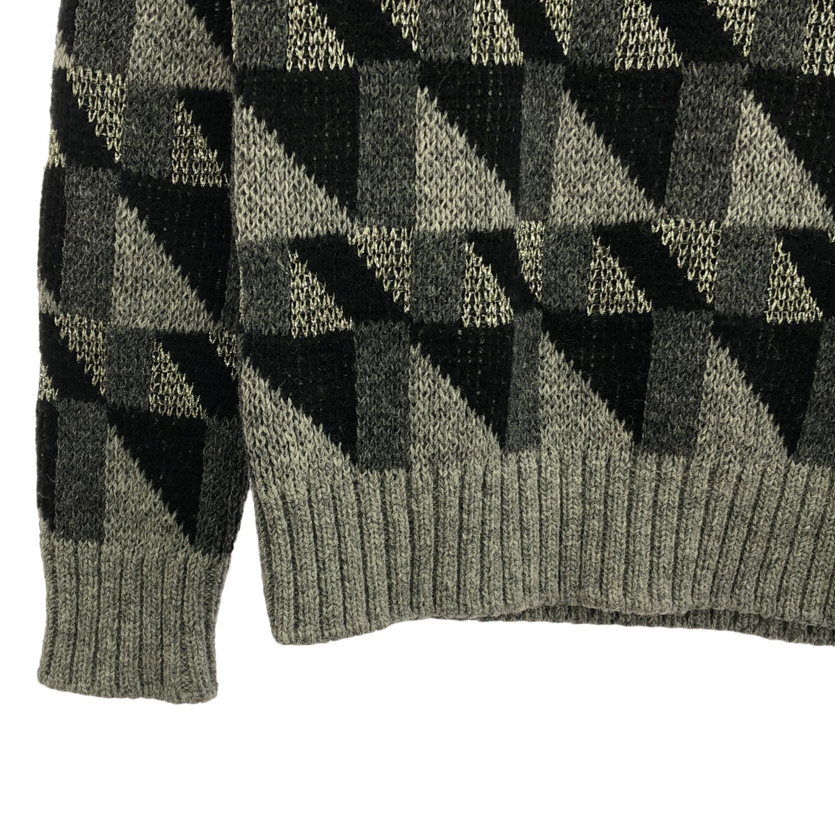 SAINT LAURENT PARIS | 幾何圓領針織毛衣 | S | 灰/黑 | 男款