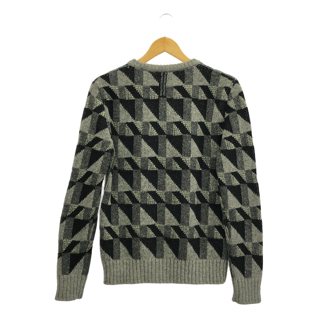 SAINT LAURENT PARIS / サンローランパリ | ジオメトリック クルーネック ニット セーター | S | グレー/ブラック | メンズ