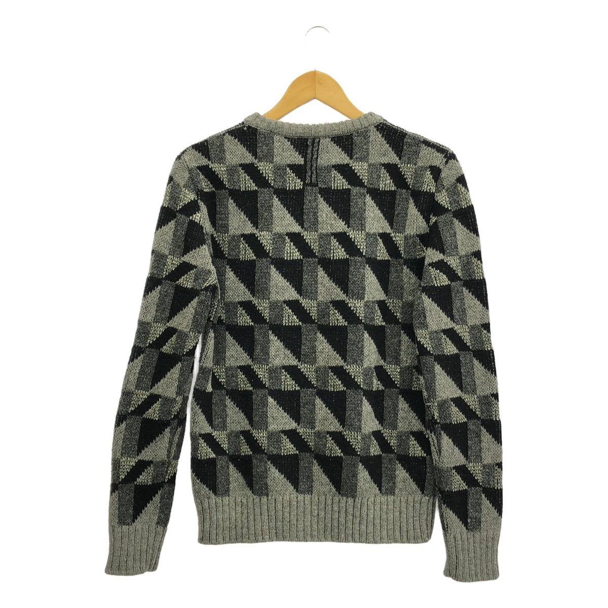 SAINT LAURENT PARIS | 幾何圓領針織毛衣 | S | 灰/黑 | 男款