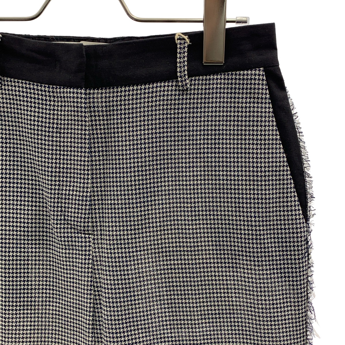 【新品】  GOLDEN GOOSE / ゴールデングース | カットオフ 千鳥格子 ストレートパンツ | 40 | ネイビー/ベージュ | レディース