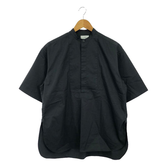 HYKE / ハイク | 2021SS | FISHERMAN SHIRT フィッシャーマン バンドカラー プルオーバー 半袖シャツ | 1 | ブラック | レディース