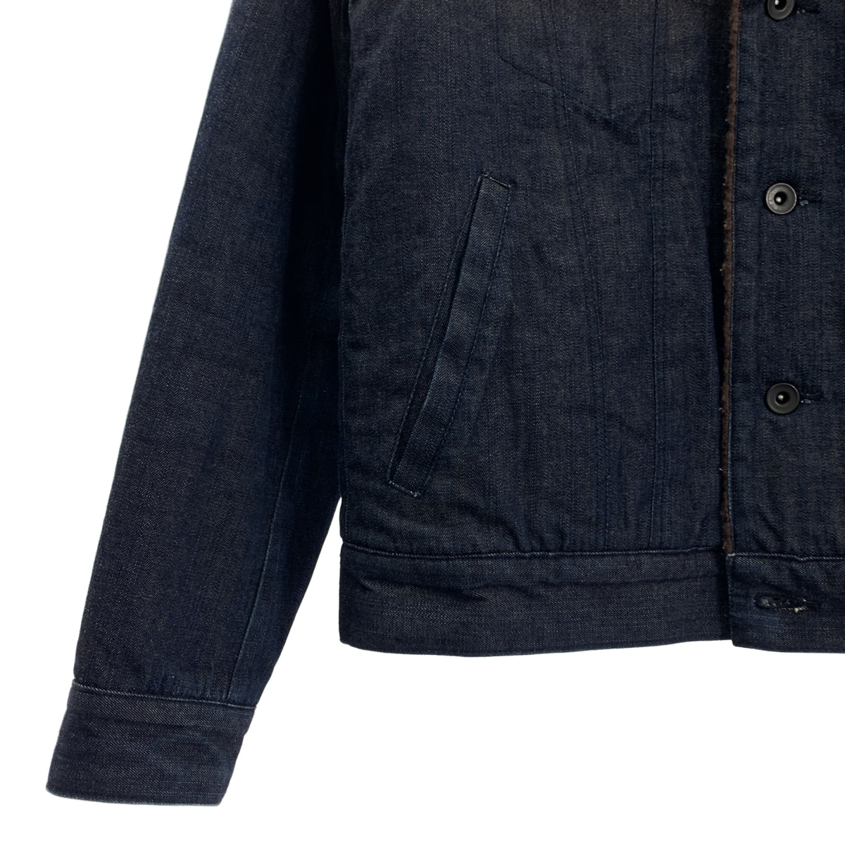 TAAKK / ターク | グラデーション ボア ノーカラーデニムジャケット | 2 | メンズ