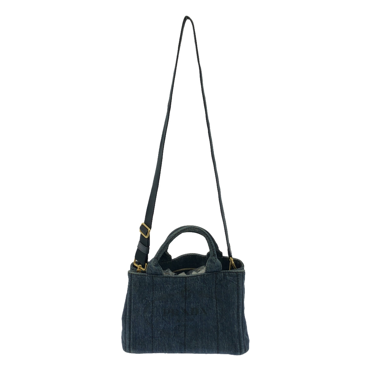 PRADA | Canapa Logo Print Denim Tote Bag | Small | Women's