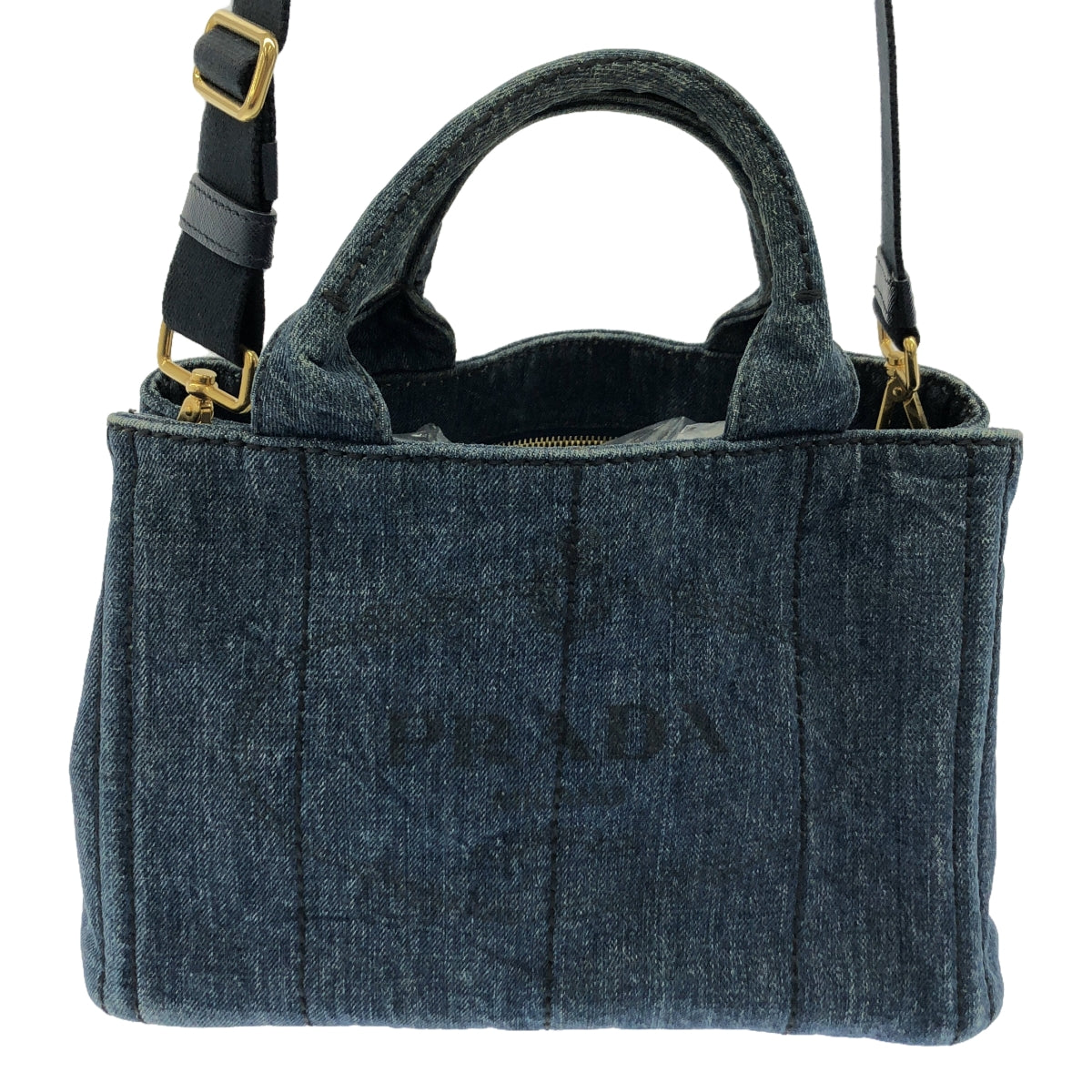 PRADA | Canapa Logo Print Denim Tote Bag | Small | Women's