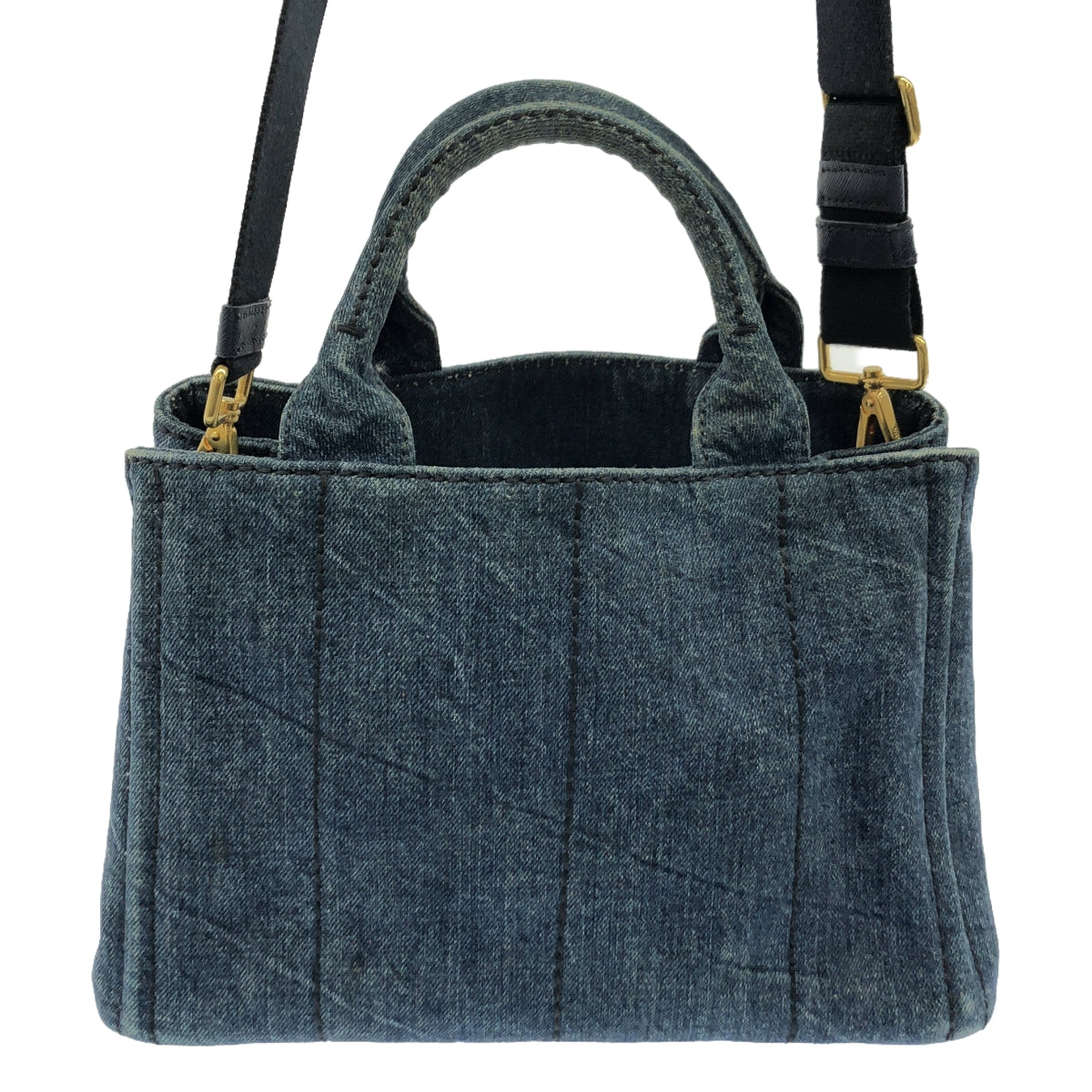 PRADA | Canapa Logo Print Denim Tote Bag | Small | Women's