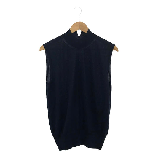 BLAMINK | Cotton Silk Cashmere 18G Sleeveless Knit | Size 38 | Navy | Women's