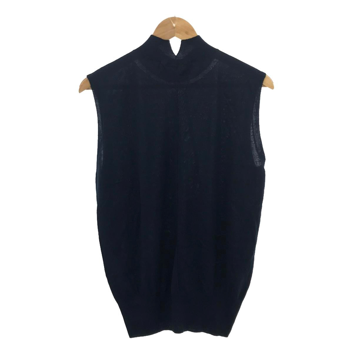 BLAMINK | Cotton Silk Cashmere 18G Sleeveless Knit | Size 38 | Navy | Women's