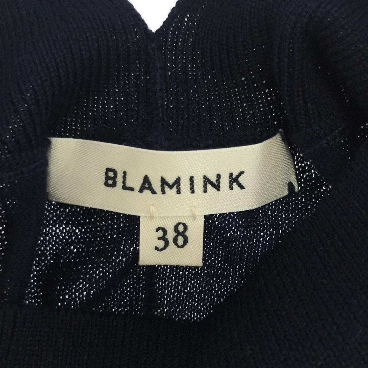 BLAMINK | Cotton Silk Cashmere 18G Sleeveless Knit | Size 38 | Navy | Women's