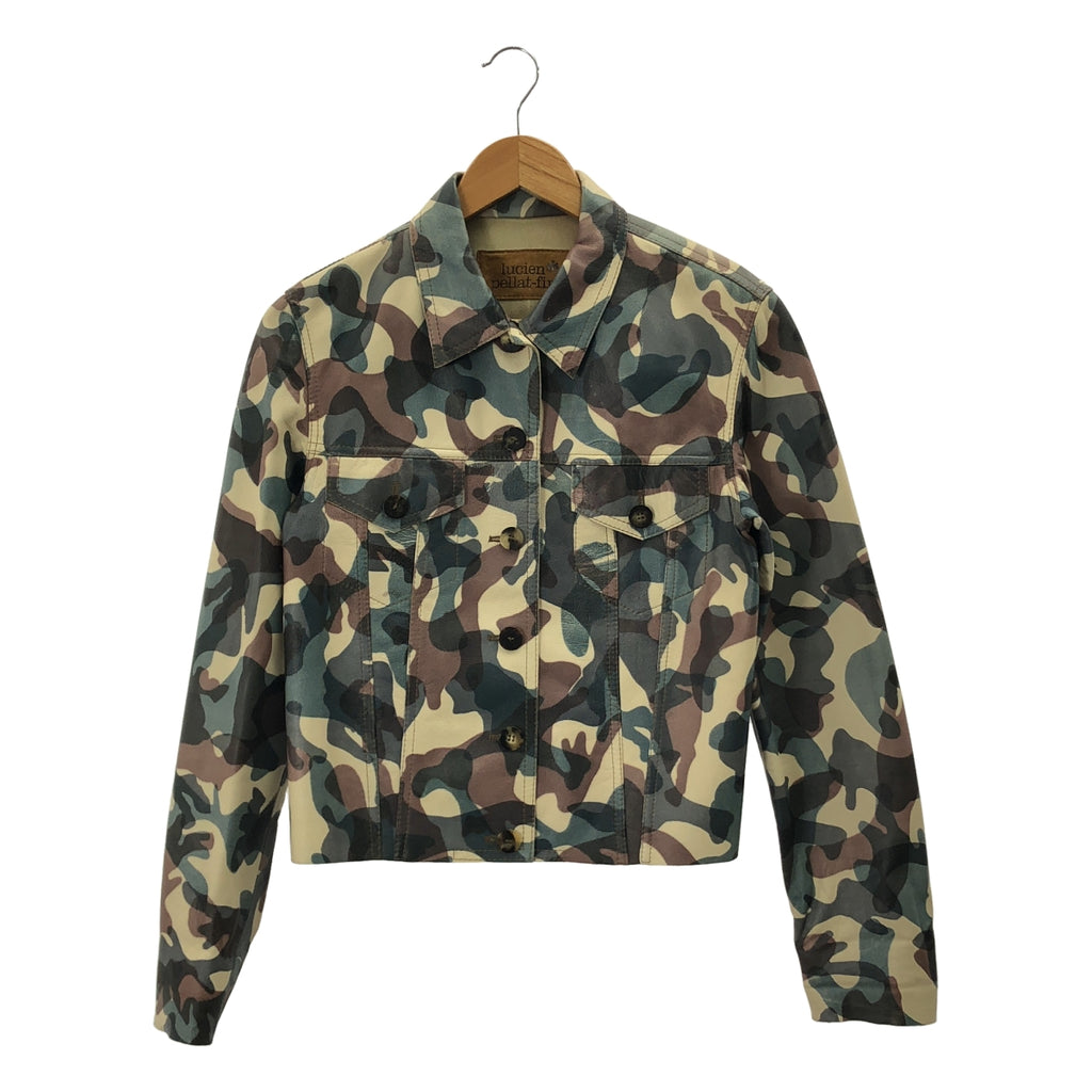 lucien pellat-finet / ルシアンペラフィネ | レザー 総柄 カモフラージュ ジャケット | L | レディース