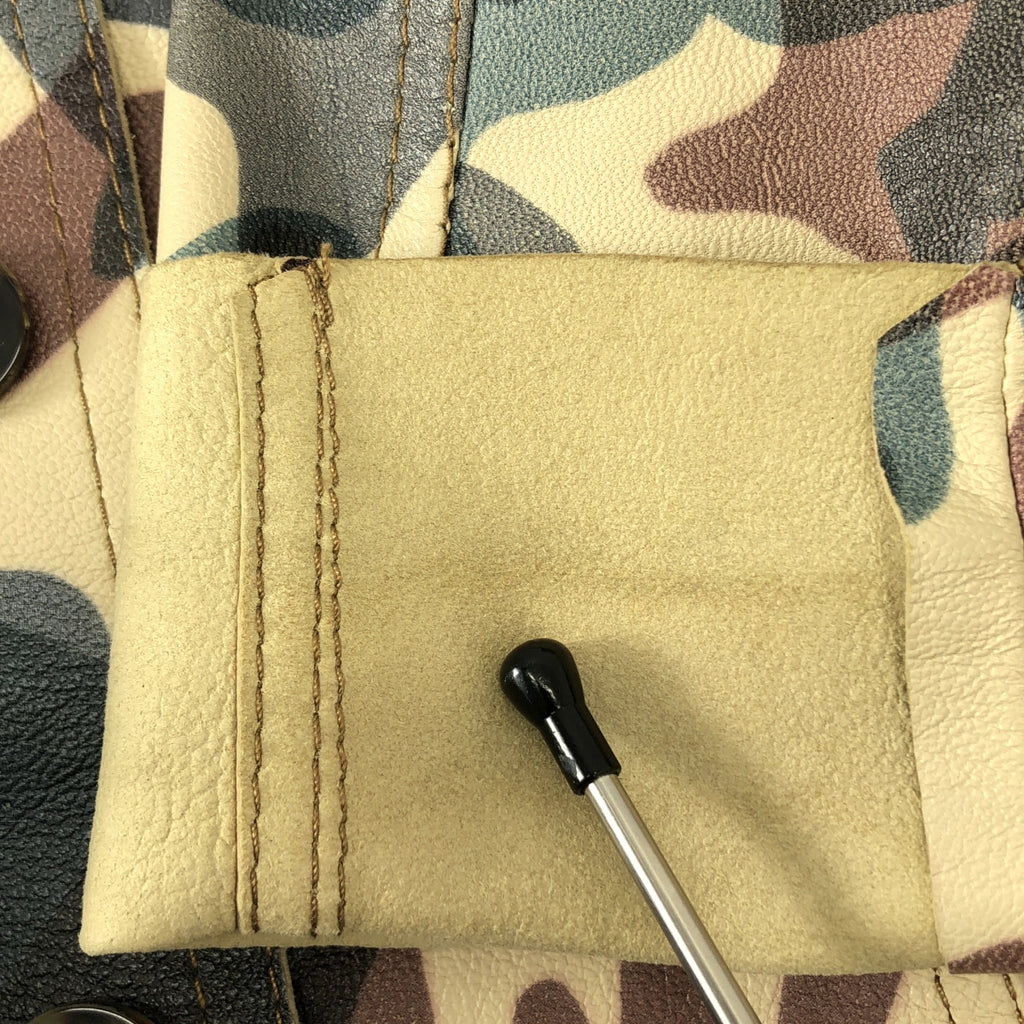 lucien pellat-finet / ルシアンペラフィネ | レザー 総柄 カモフラージュ ジャケット | L | レディース