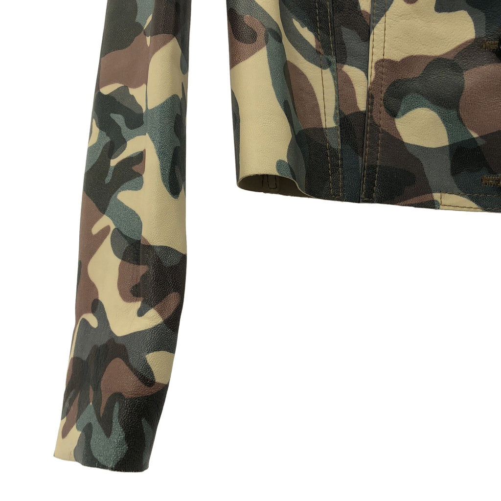 lucien pellat-finet / ルシアンペラフィネ | レザー 総柄 カモフラージュ ジャケット | L | レディース