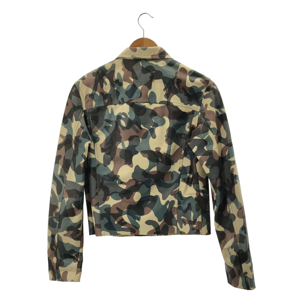 lucien pellat-finet / ルシアンペラフィネ | レザー 総柄 カモフラージュ ジャケット | L | レディース