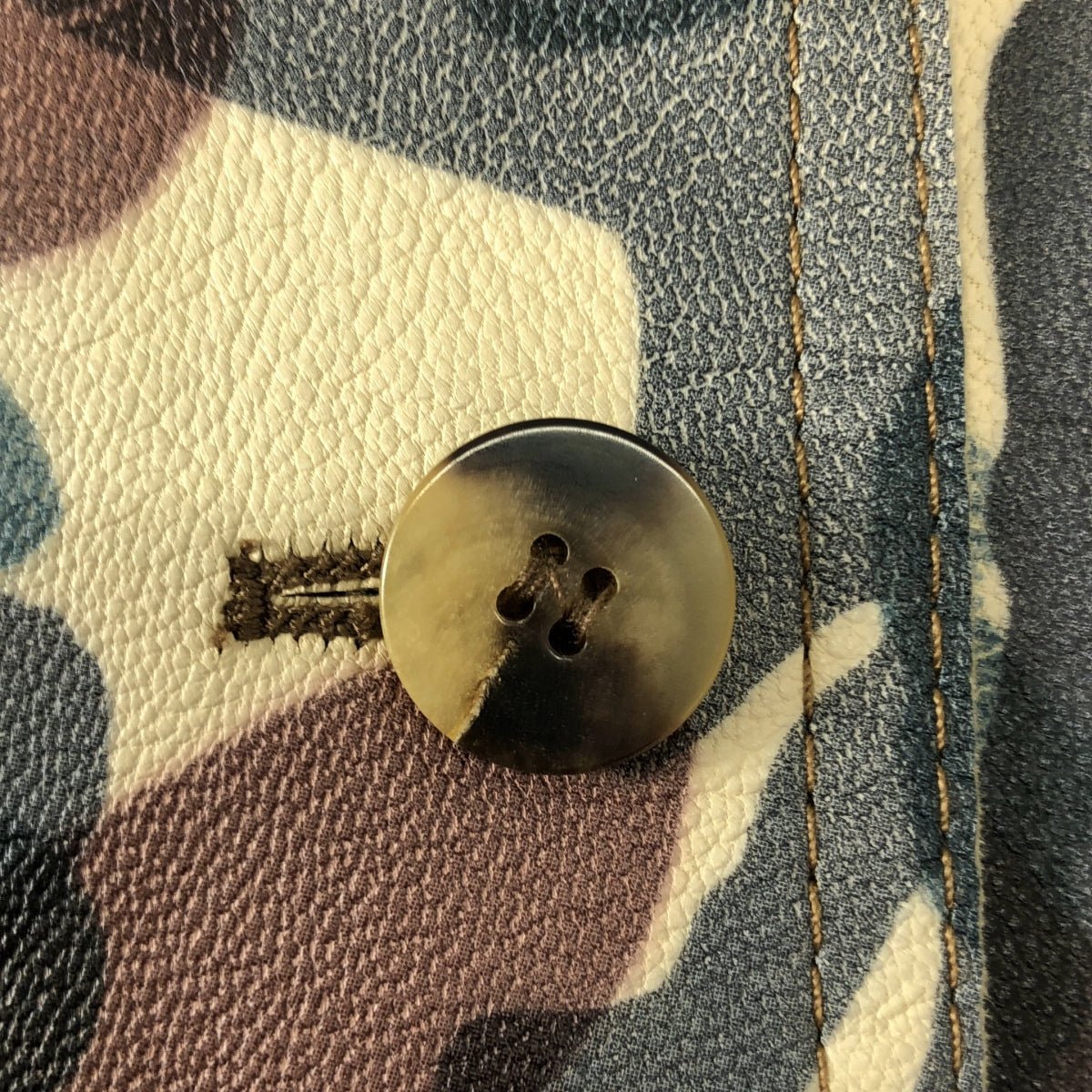 lucien pellat-finet / ルシアンペラフィネ | レザー 総柄 カモフラージュ ジャケット | L | レディース