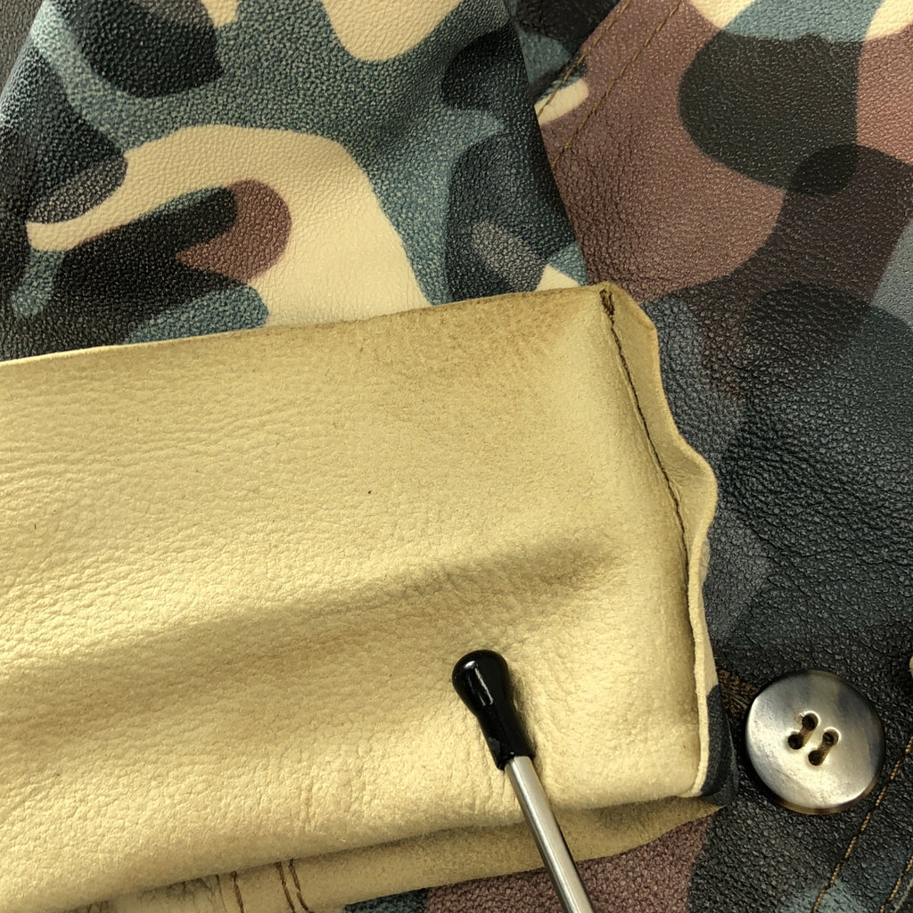 lucien pellat-finet / ルシアンペラフィネ | レザー 総柄 カモフラージュ ジャケット | L | レディース