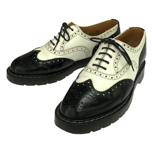 SOLOVAIR | 5 Eye Brogue Shoe Medallion Wingtip Leather Shoes | 7 | Black | Men's