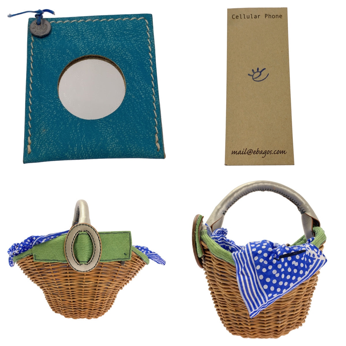 ebagos / ebagos | yes! holiday 彩色系列 Gordo 和紅色藤條籃包 | 米色/綠色/藍色 | 女款