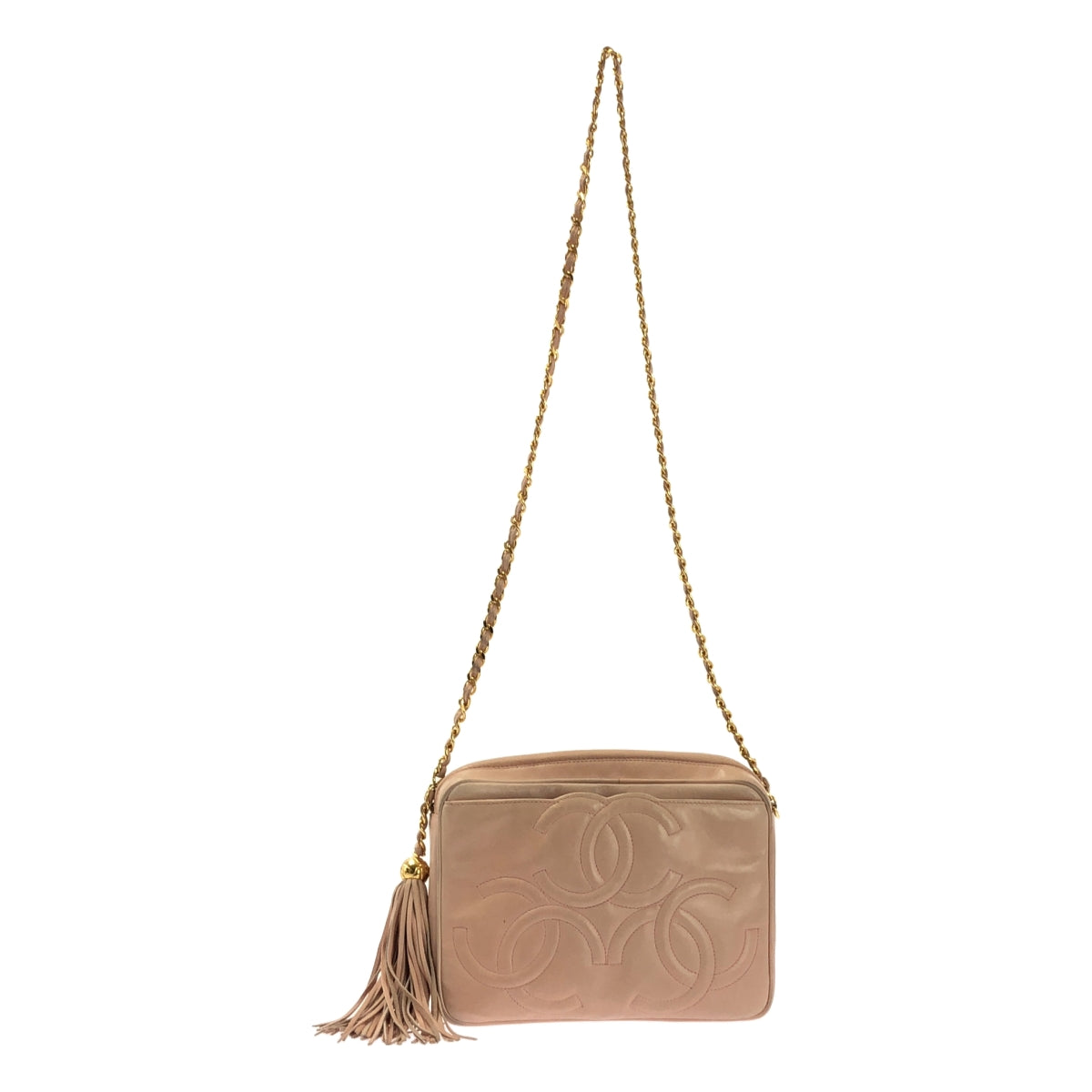 CHANEL / シャネル | ヴィンテージ トリプルココマーク タッセル付き チェーン ショルダー バッグ | ピンク | レディース