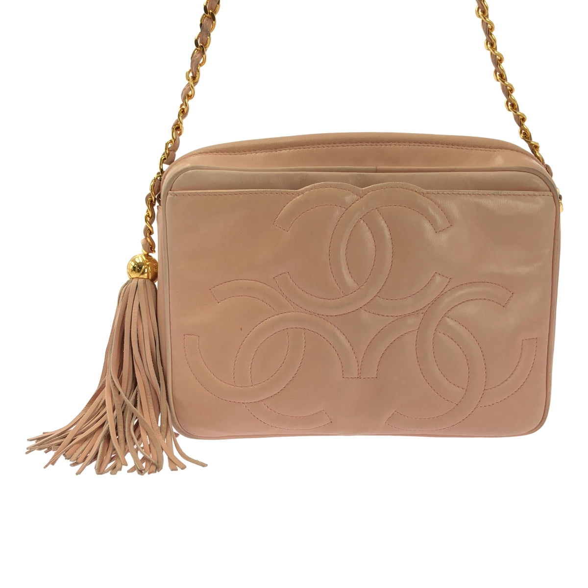 CHANEL / シャネル | ヴィンテージ トリプルココマーク タッセル付き チェーン ショルダー バッグ | ピンク | レディース