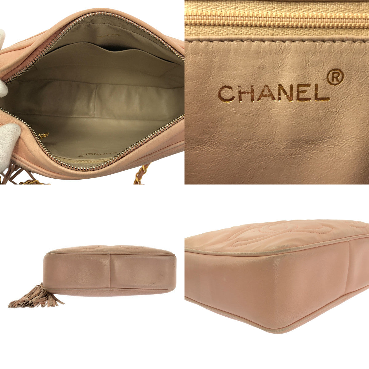CHANEL / シャネル | ヴィンテージ トリプルココマーク タッセル付き チェーン ショルダー バッグ | ピンク | レディース