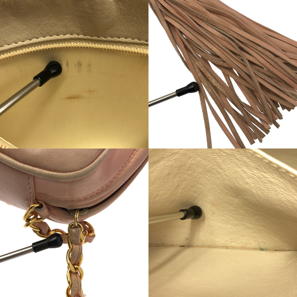 CHANEL / シャネル | ヴィンテージ トリプルココマーク タッセル付き チェーン ショルダー バッグ | ピンク | レディース