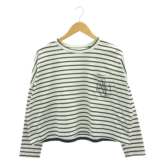 Rosy Monster | Logo Stripe Cut and Sew | F | White x Black | Women's