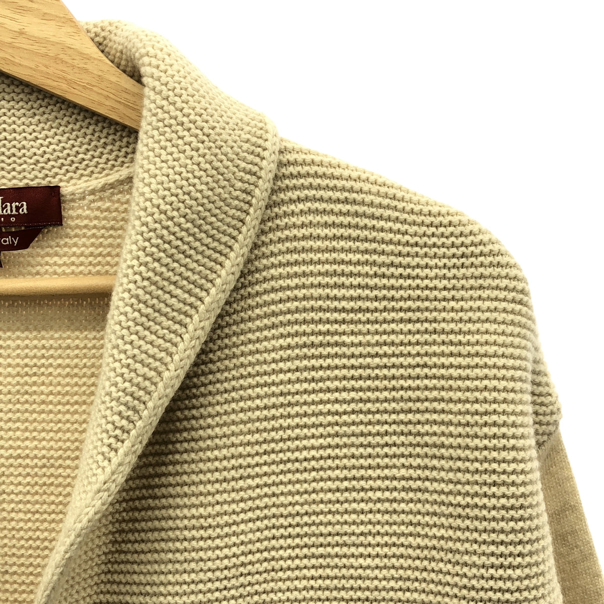 [Good Condition] MAX MARA STUDIO | Cashmere Blend Shell Button Long Wool Cardigan | S | Beige | Women's