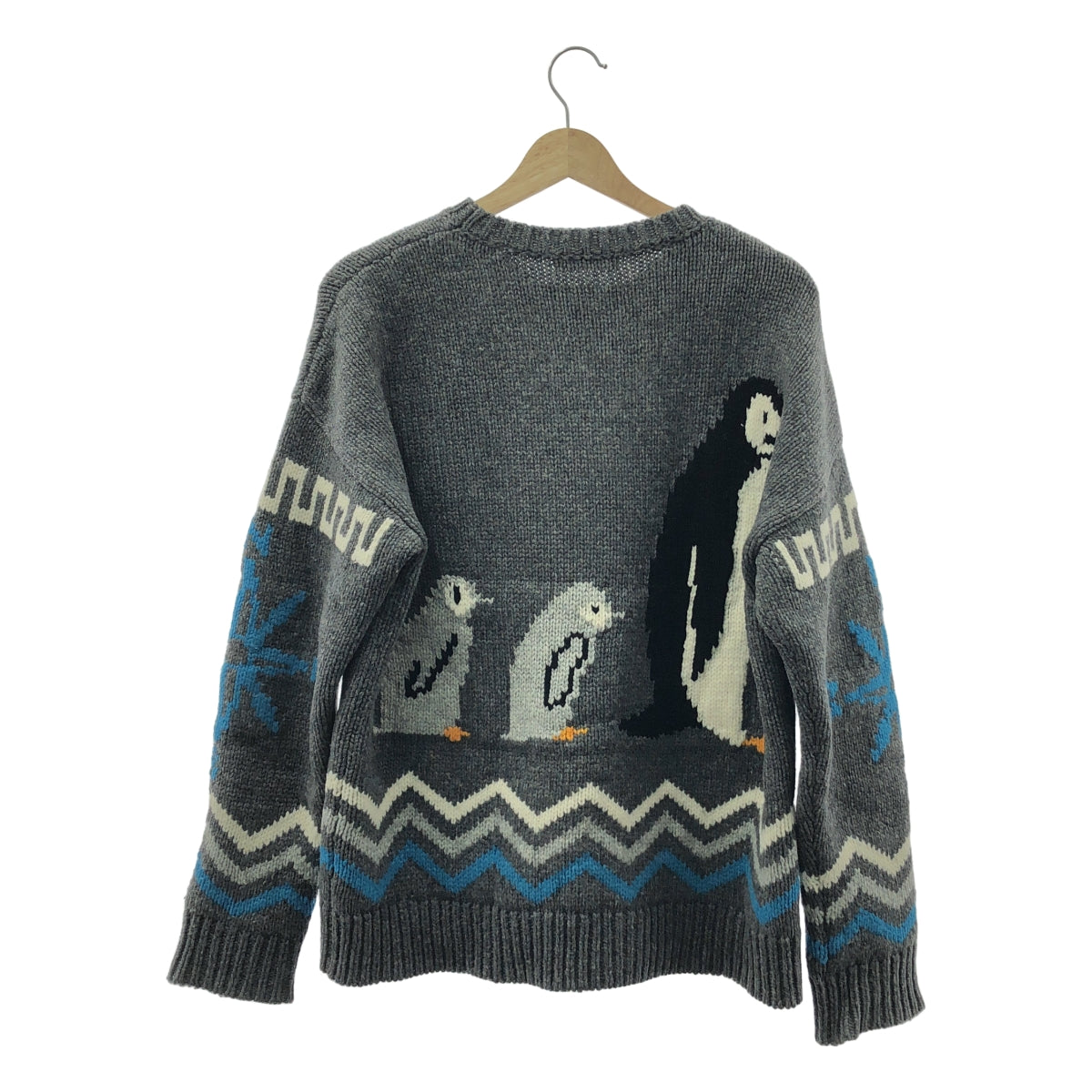 ALANUI / アラヌイ | For The Love Of Pengui ペンギン インターシャ ウール  プルオーバーニット | S | グレー | メンズ