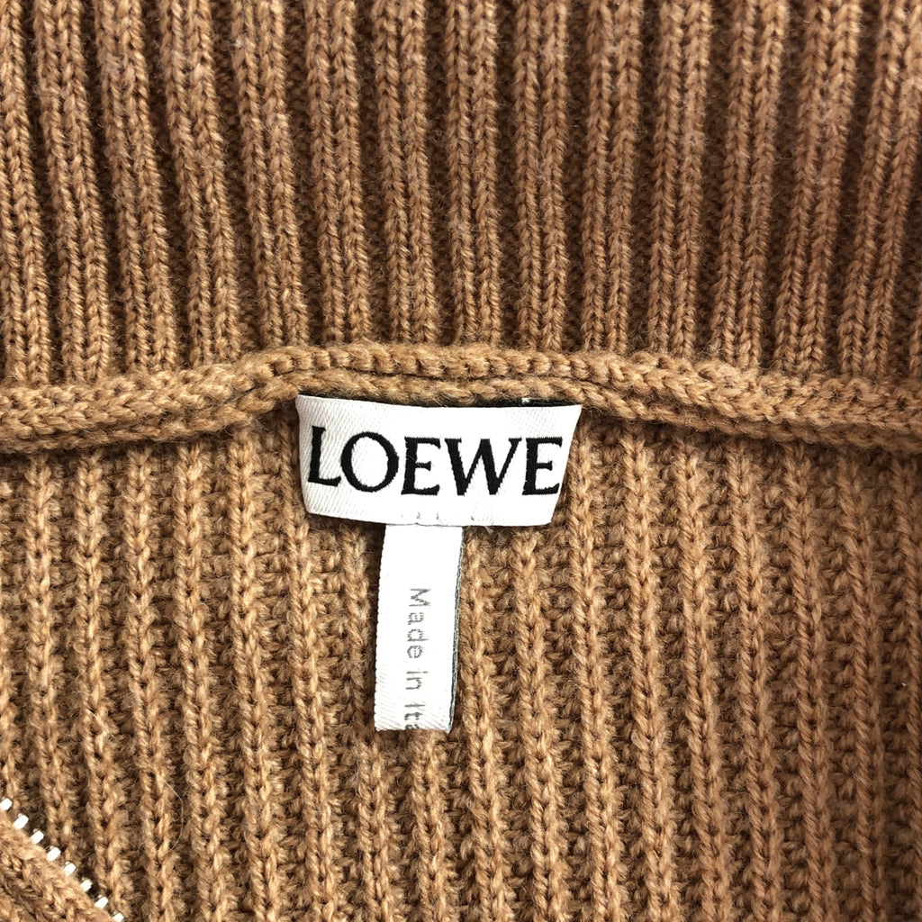 [狀況良好] LOEWE |羅紋拉鍊套頭針織衫 | M |駱駝 |女性的
