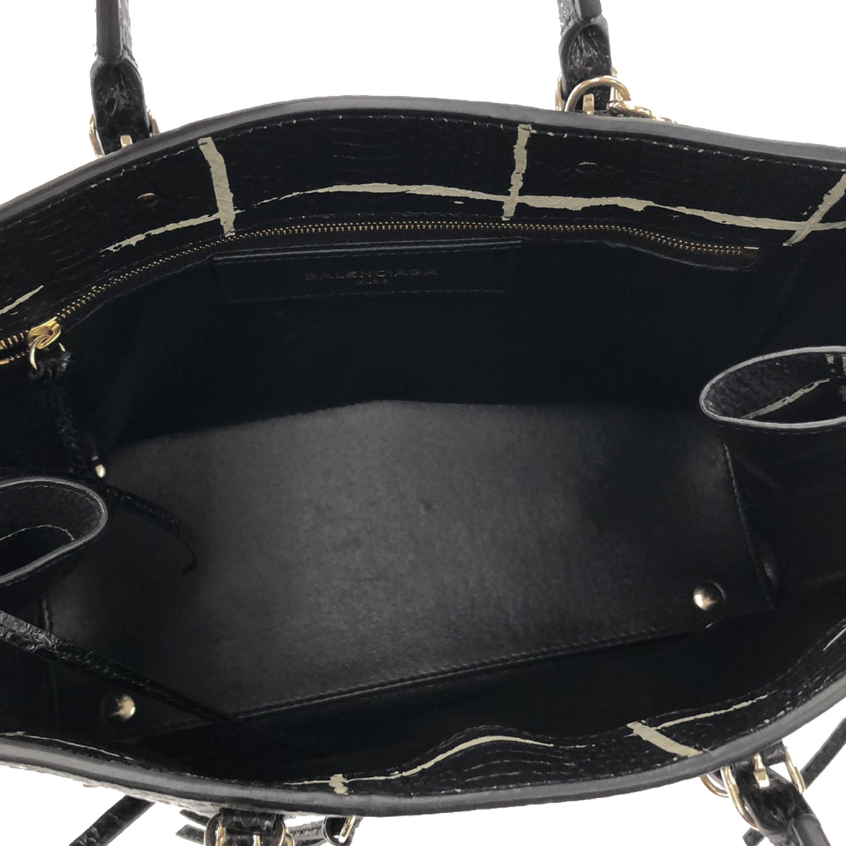 [Good Condition] BALENCIAGA | Papier Exotic leather / 2-way Python leather paper handbag with shoulder strap | Black | Women's