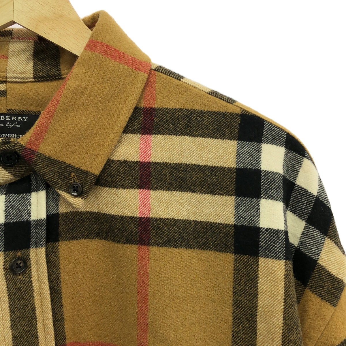 Burberry / バーバリー | × Gosha Rubchinskiy / ゴーシャ・ラブチンスキー ウール混 ノバチェック オーバーサイズ 切替 フランネルシャツ | L | ベージュ | メンズ