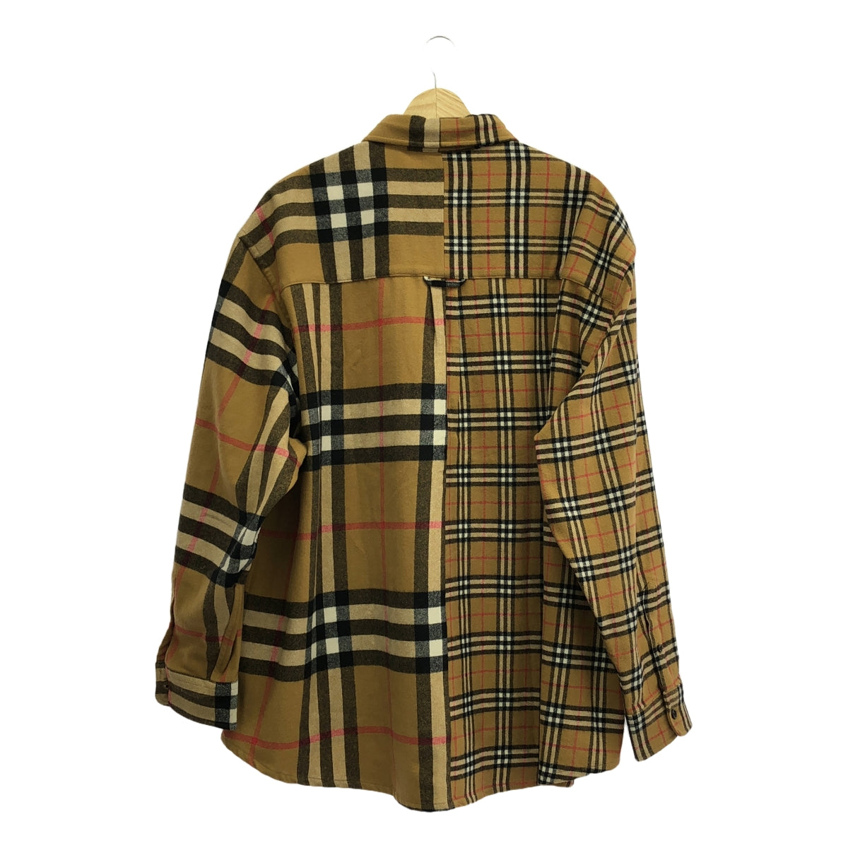 Burberry / バーバリー | × Gosha Rubchinskiy / ゴーシャ・ラブチンスキー ウール混 ノバチェック オーバーサイズ 切替 フランネルシャツ | L | ベージュ | メンズ