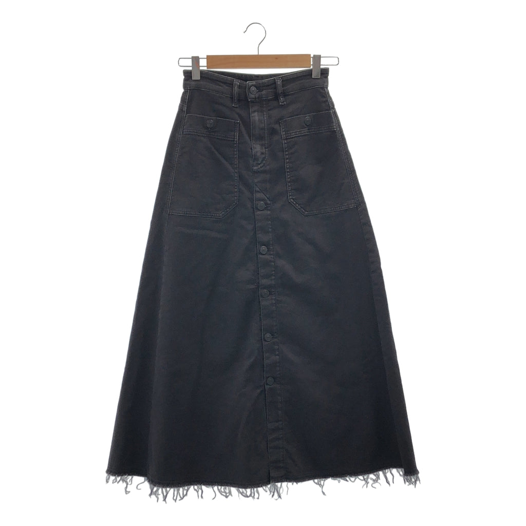 DIESEL / ディーゼル | レザーパッチ ロゴボタン カットオフ デニムスカート | 23 | レディース