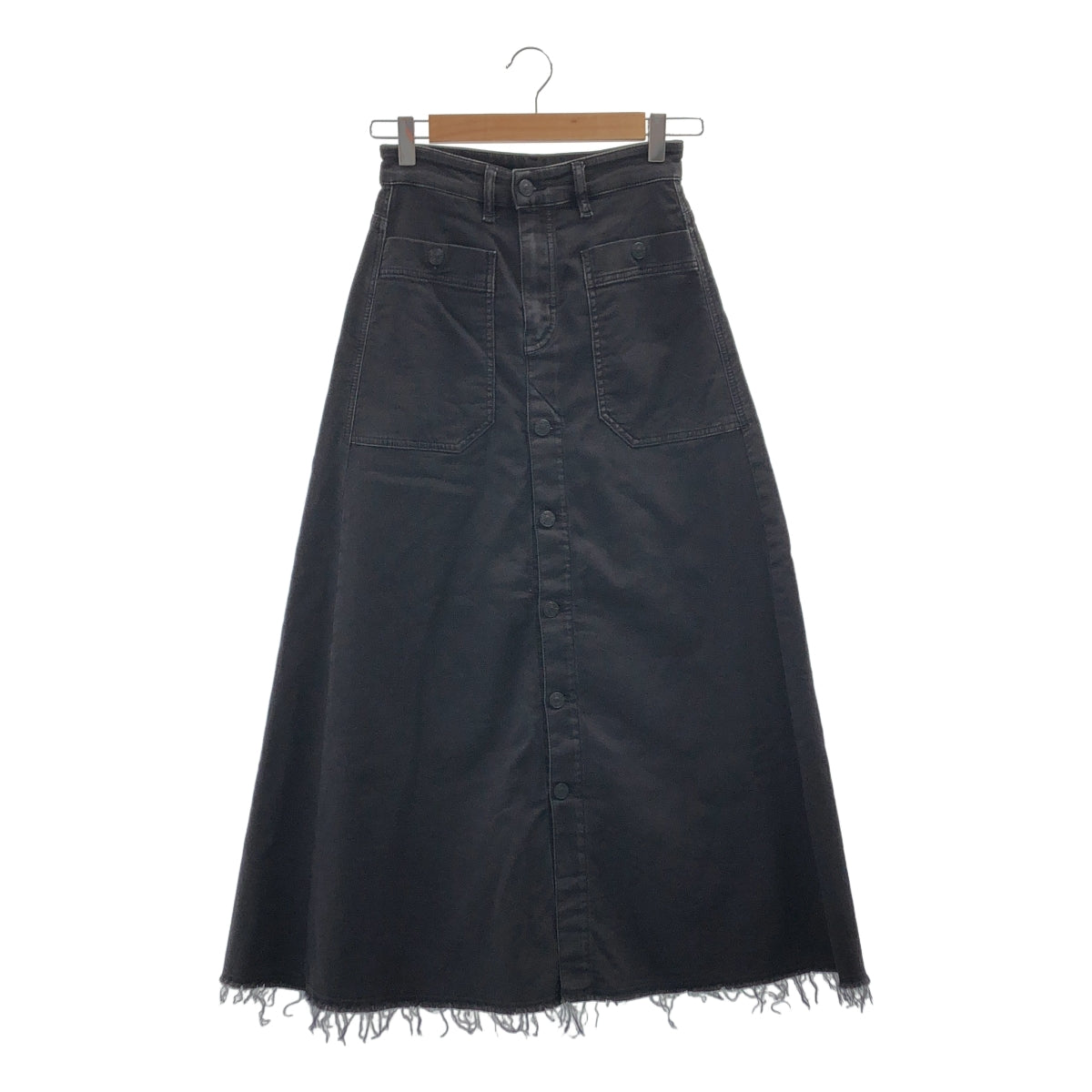 DIESEL / ディーゼル | レザーパッチ ロゴボタン カットオフ デニムスカート | 23 | レディース